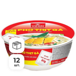Рисовая лапша-суп быстрого приготовления со вкусом курицы Vifon, чашка 120 г х 12 шт