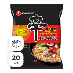 Лапша быстрого приготовления Шин Рамен Блэк Премиум Nongshim, пачка 130 г х 20 шт
