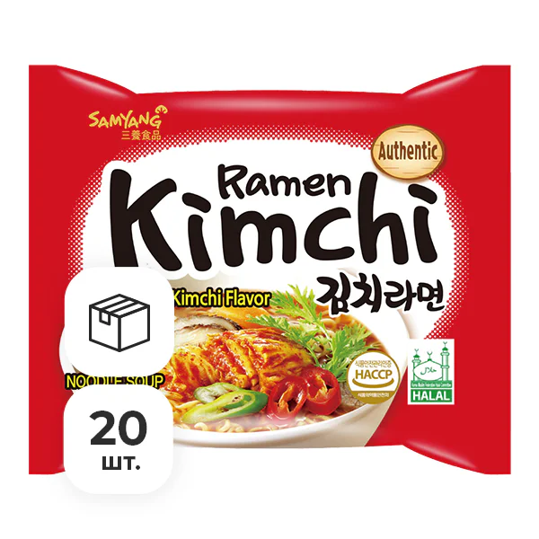 Лапша быстрого приготовления Kimchi Ramen со вкусом кимчи Samyang, пачка 120 г х 20 шт
