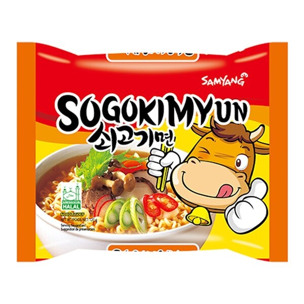 Лапша быстрого приготовления Sogokimyun со вкусом говядины Samyang, пачка 120 г