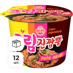 Лапша быстрого приготовления Джамбонг Рамён со вкусом морепродуктов Ottogi, чашка 105 г х 12 шт