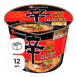 Лапша быстрого приготовления Шин Рамен Блэк Премиум Nongshim, чашка 101 г х 12 шт