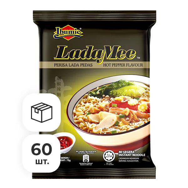 Лапша быстрого приготовления Ми Суп Белый перец Ibumie, пачка 75 г х 60 шт