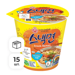 Лапша быстрого приготовления Снэк Рамён со вкусом говядины Ottogi, стакан 62 г х 15 шт