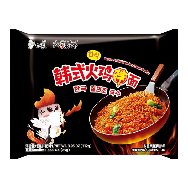 Лапша быстрого приготовления со вкусом индейки по-корейски BaiXiang, пачка 112 г