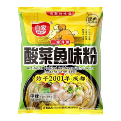 Лапша быстрого приготовления Baijia Chenji со вкусом квашеной капусты и рыбы Akuan, пачка 110 г