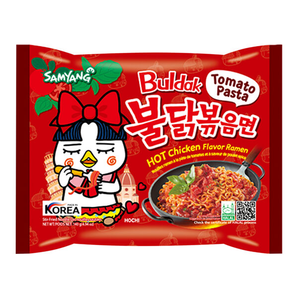 Лапша быстрого приготовления Hot Chicken вкус курицы и томатной пасты Samyang, пачка 140 г
