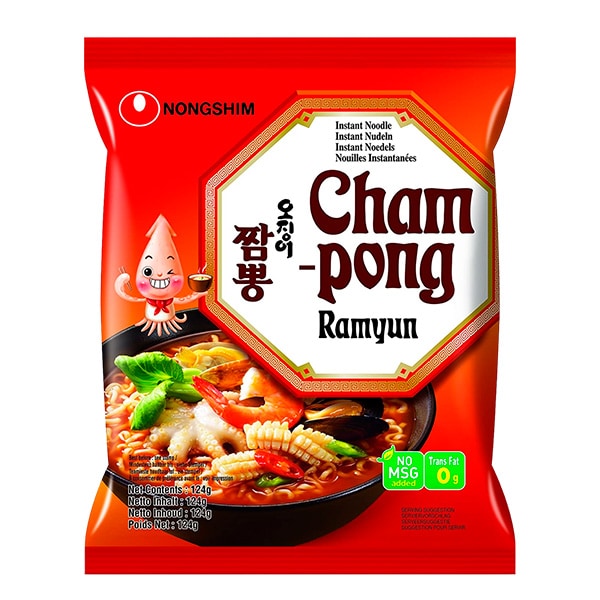 Лапша быстрого приготовления Чампонг Рамен с морепродуктами Nongshim, пачка 124 г