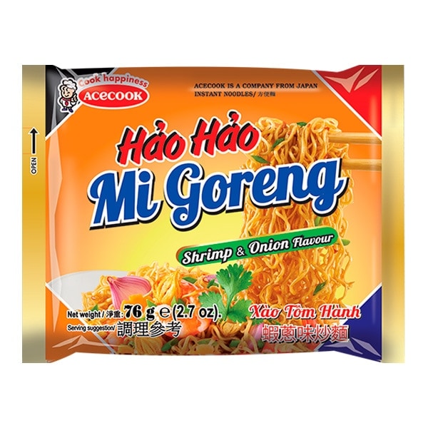 Лапша быстрого приготовления Hao Hao Ми Горенг со вкусом креветки с луком Acecook, пачка 76 г