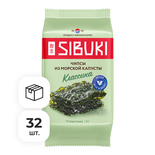 Чипсы из морской капусты Sibuki Классика, 5 г х 32 шт