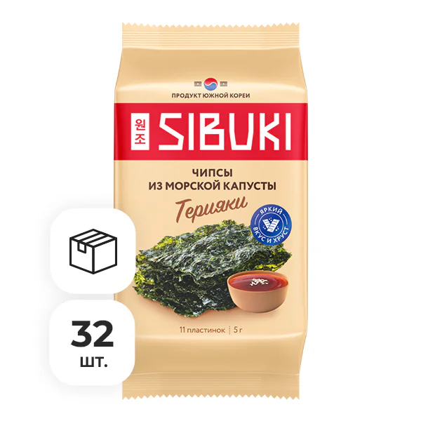 Чипсы из морской капусты Sibuki Терияки, 5 г х 32 шт