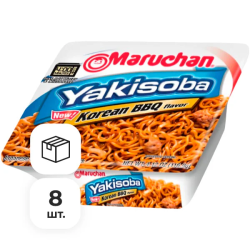 Лапша быстрого приготовления Yakisoba со вкусом корейского барбекю Maruchan, чашка 116,9 г х 8 шт