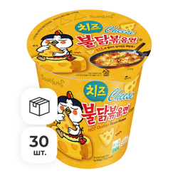 Лапша быстрого приготовления Hot Chicken со вкусом курицы и сыра Samyang, стакан 70 г х 30