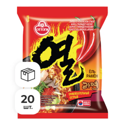 Лапша быстрого приготовления Ёль Рамён Ottogi со вкусом острого перца, пачка 120 г х 20 шт