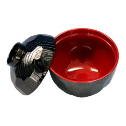 Пиала восточная сакура черная с крышкой Japan Premium, 250 мл