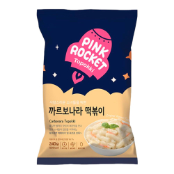 Рисовые клёцки ттокпокки Pink Rocket с соусом карбонара YoungPoong, пачка 240 г