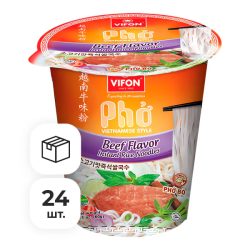 Лапша быстрого приготовления рисовая Фо со вкусом говядины Vifon, стакан 60 г х 24 шт