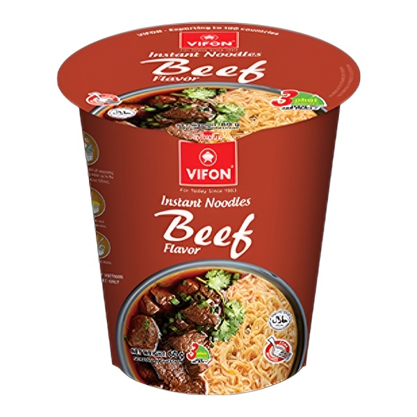 Лапша быстрого приготовления пшеничная со вкусом говядины Vifon, стакан 60 г