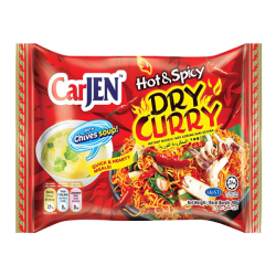 Лапша быстрого приготовления очень острая Драй Карри с луковым супом Лакса Carjen, пачка 98 г