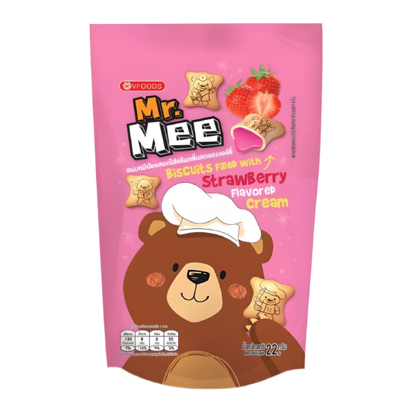 Печенье бисквитное Mr. Mee с клубничным кремом Vfoods, 22 г