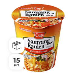 Лапша быстрого приготовления Ramen со вкусом курицы Samyang, стакан 65 г х 15 шт