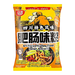 Лапша быстрого приготовления рисовая Baijia Chenji со вкусом свиных потрошков Akuan, пачка 108 г