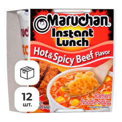 Лапша быстрого приготовления Instant Lunch со вкусом острой говядины Maruchan, стакан 64 г х 12 шт