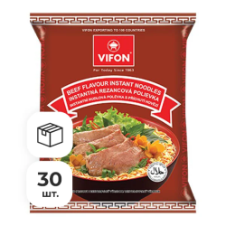 Лапша быстрого приготовления пшеничная со вкусом говядины Vifon, пачка 60 г х 30 шт