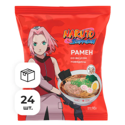 Лапша быстрого приготовления Наруто Рамен со вкусом говядины, пачка 93 г x 24 шт