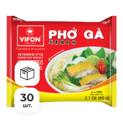 Лапша быстрого приготовления рисовая Pho ga со вкусом курицы Vifon, пачка 60 г х 30 шт