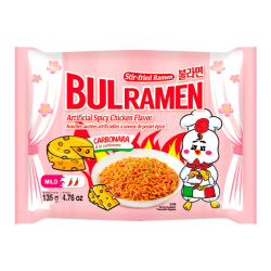 Лапша быстрого приготовления карбонара средне-острая со вкусом сыра Bulramen, пачка 135 г