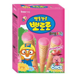 Снек рожок Pororo со вкусом клубники Basraq, 54 г (6 шт х 9 г)