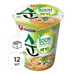 Лапша быстрого приготовления Soon Veggie овощная Nongshim, стакан 67 г х 12 шт