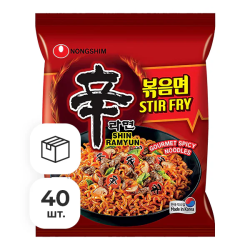 Лапша быстрого приготовления Шин Рамен стир-фрай Nongshim, пачка 131 г х 40 шт