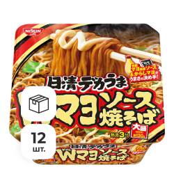 Суп-лапша Яки Соба с курицей и капустой в горчично-майонезном соусе Nissin, чашка 153 г х 12 шт