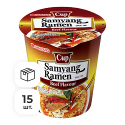 Лапша быстрого приготовления Ramen со вкусом говядины Samyang, стакан 65 г х 15 шт