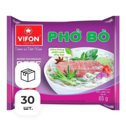 Лапша быстрого приготовления рисовая Pho bo со вкусом говядины Vifon, пачка 65 г х 30 шт