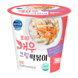 Рисовые клёцки ттокпокки жареные со вкусом креветок в сливочном соусе Badabon, стакан 118 г