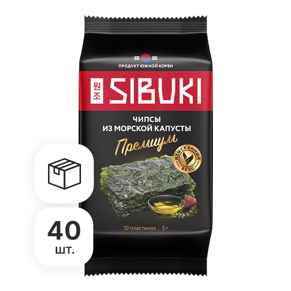 Чипсы из морской капусты Sibuki Премиум, 5 г х 40 шт