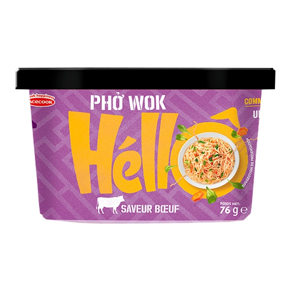 Лапша быстрого приготовления рисовая Hello Rice со вкусом говядины Acecook, чашка 76 г