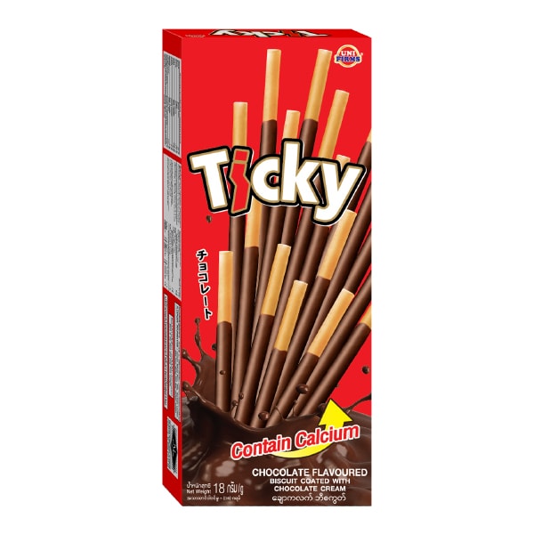 Бисквитные палочки Ticky с кремом из шоколада Uni Firms, 18 г