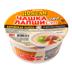 Лапша быстрого приготовления Донсан со вкусом говядины Nongshim, чашка 86 г Лапша быстрого приготовления Донсан со вкусом говядины Nongshim, чашка 86 г