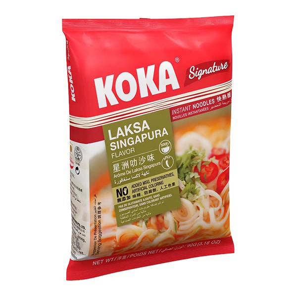 Лапша быстрого приготовления со вкусом сингапурской лаксы Сигнече Koka, пачка 90 г