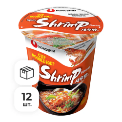 Лапша быстрого приготовления креветочная Nongshim, стакан 67 г х 12 шт