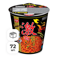 Лапша быстрого приготовления со вкусом острой курицы по-корейски Nissin, стакан 71 г х 72 шт