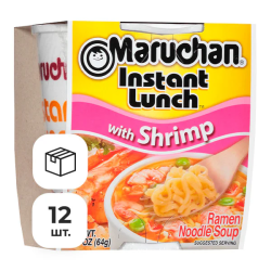 Лапша быстрого приготовления Instant Lunch со вкусом креветки Maruchan, стакан 64 г х 12 шт