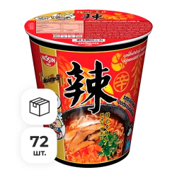Лапша быстрого приготовления со вкусом корейского острого супа Nissin, стакан 68 г х 72 шт
