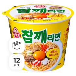 Лапша быстрого приготовления Чамке Рамён со вкусом жареного кунжута Ottogi, чашка 110 г х 12 шт