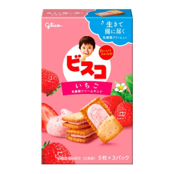Печенье бисквитное со вкусом клубники Glico, 64,5 г