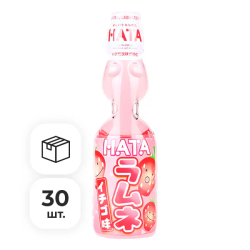 Напиток газированный Ramune со вкусом клубники Hata Kosen, 200 мл х 30 шт